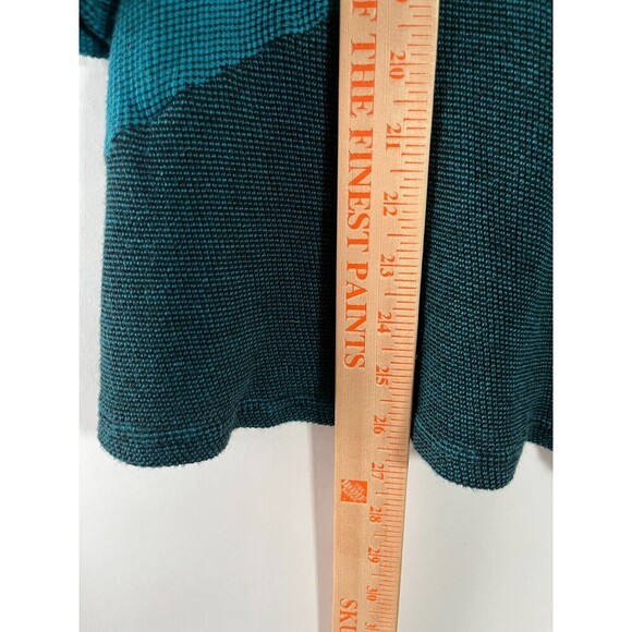 Cut Loose Stretch Knit Top Patchwork Color Block Small Teal Waffle Knit Relaxed - Picture 4 of 7